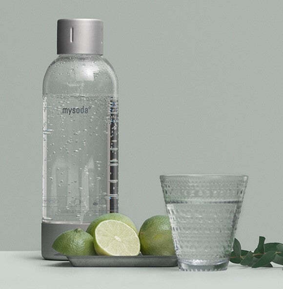 Dzirkstošā ūdens pudele MYSODA 1L, 2gab. Pelēks